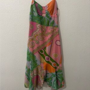 Urban Outfitters Pink Multi Print Slip Maxi Dress